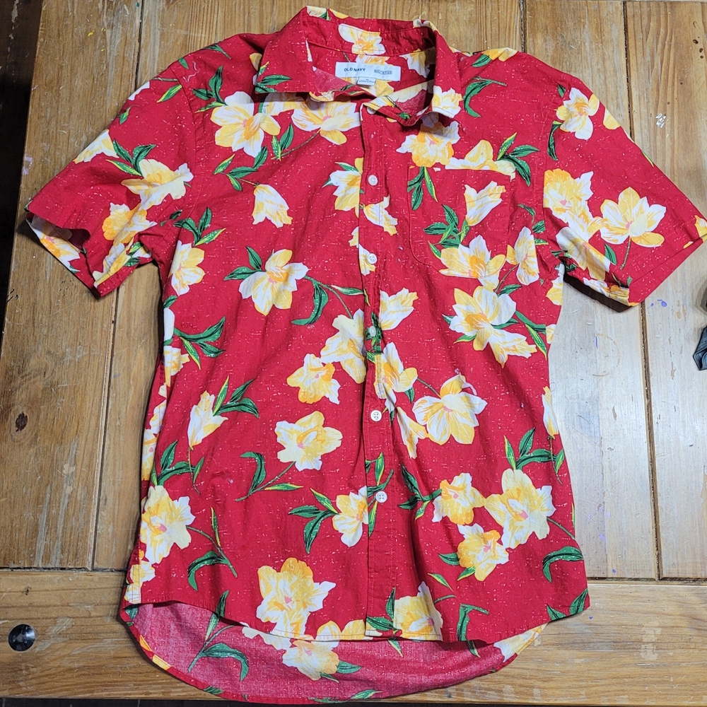 Old Navy Red Floral Men's Casual Shirt